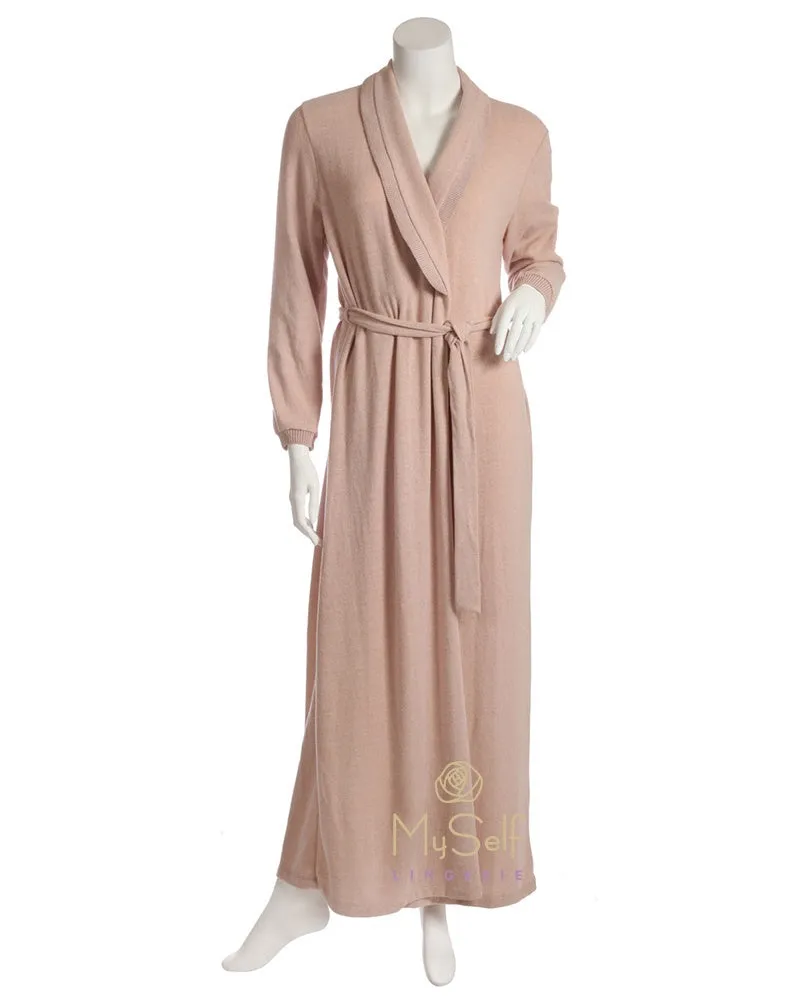 19625C Plush Knit Peach Wrap Robe