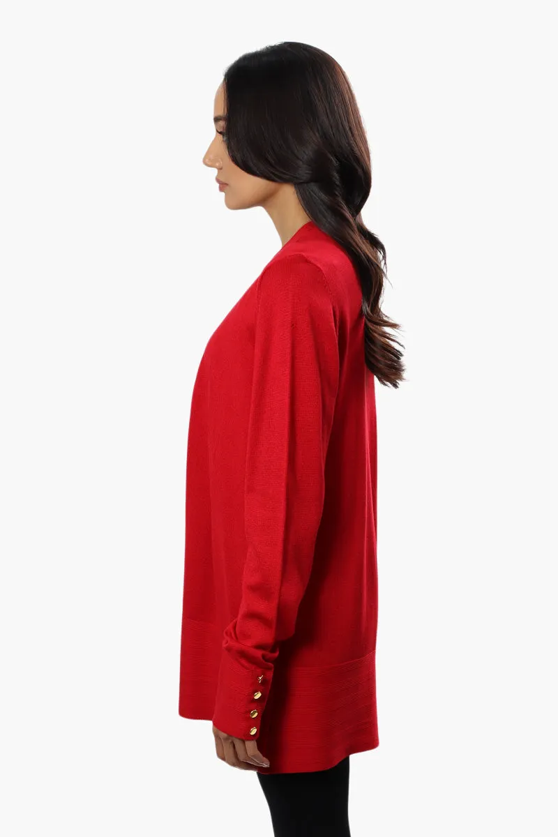 Beechers Brook Long Sleeve Open Front Cardigan - Red