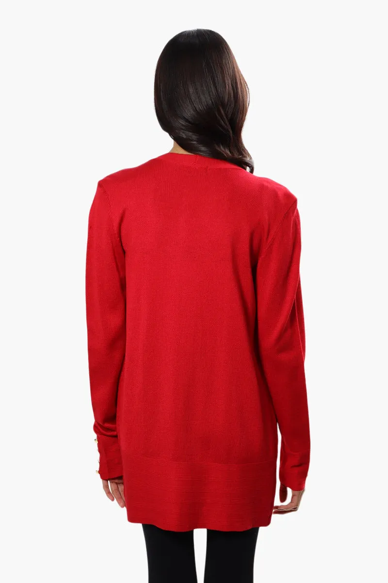 Beechers Brook Long Sleeve Open Front Cardigan - Red