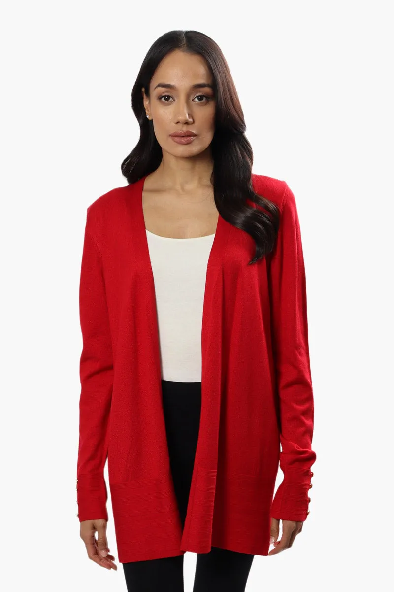 Beechers Brook Long Sleeve Open Front Cardigan - Red