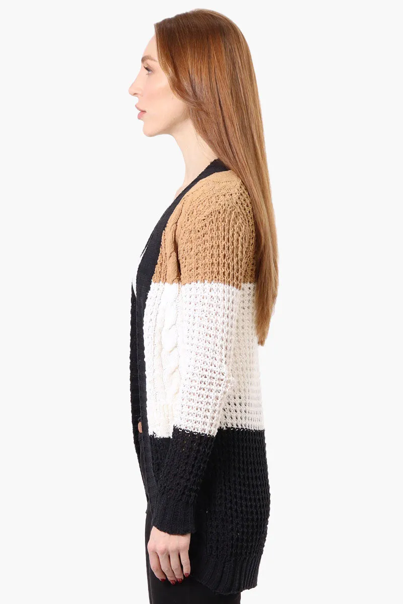 Beechers Brook Striped Colour Block Wrap Cardigan - Cream