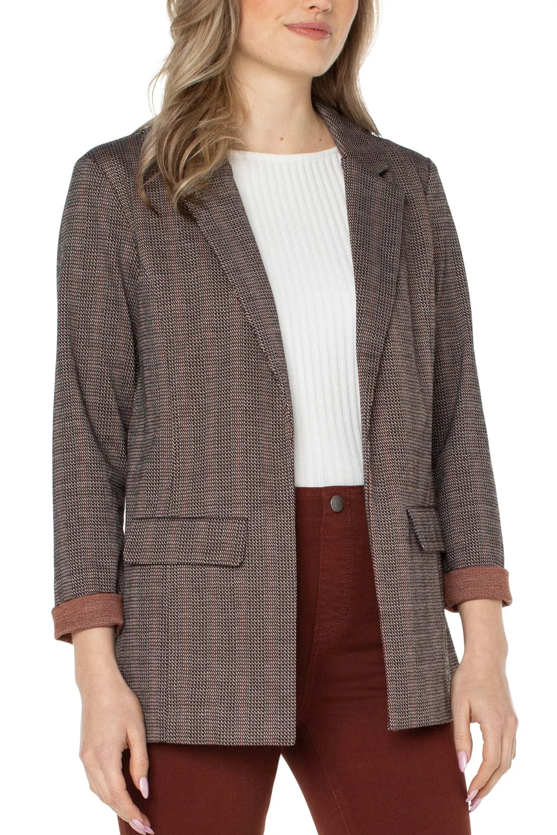 Boyfriend Blazer  - Brick Jacquard