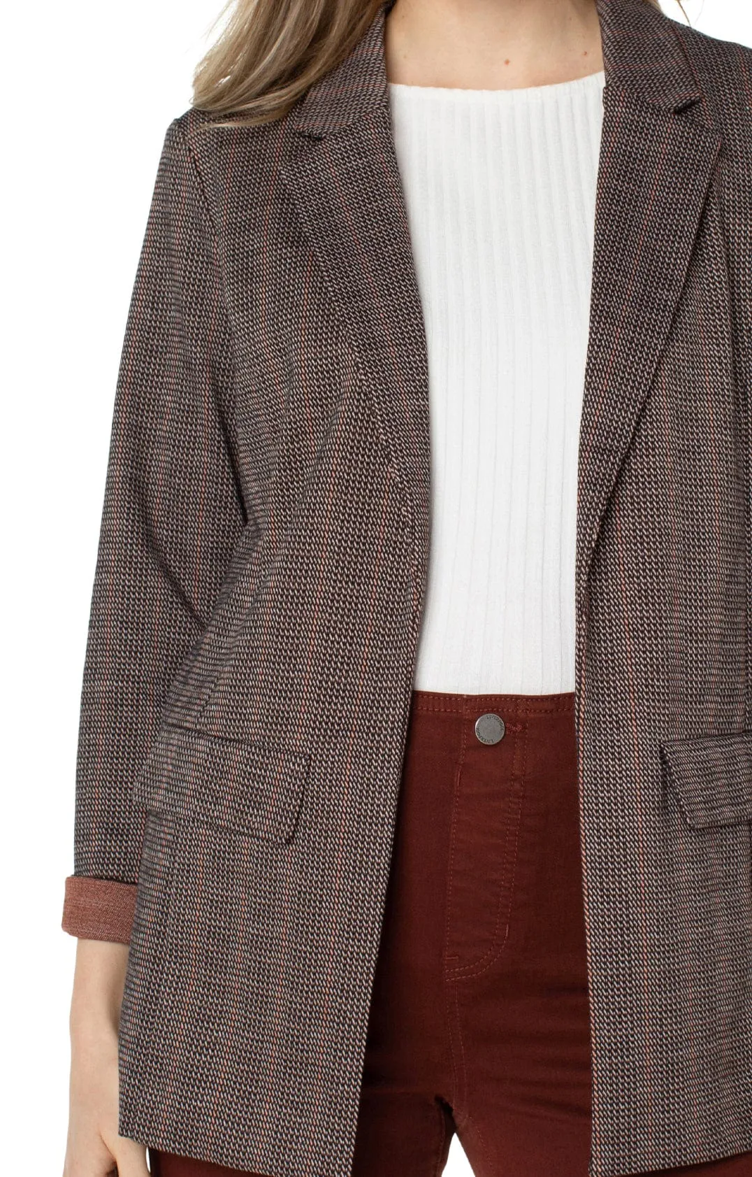 Boyfriend Blazer  - Brick Jacquard