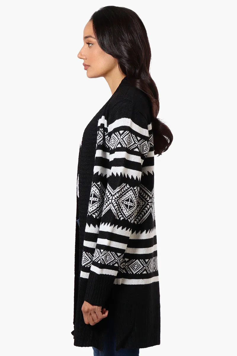 Canada Weather Gear Patterned Wrap Cardigan - Black