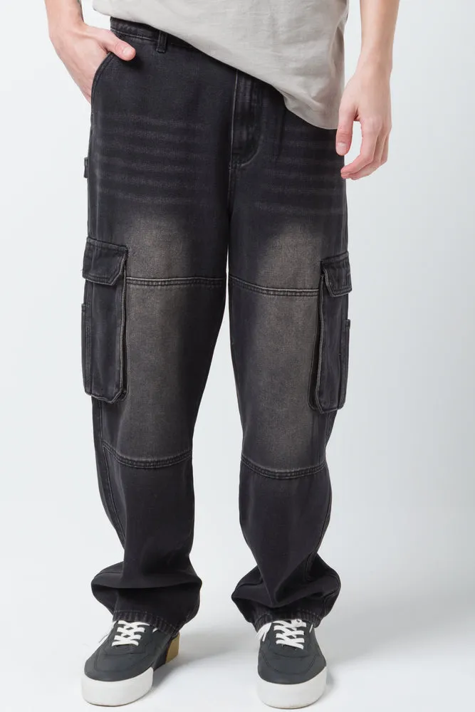 Cargo Loose Fit Denim Jeans Black