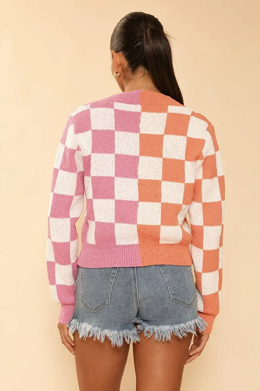 Cecilia Two Tone checkered Cardigan