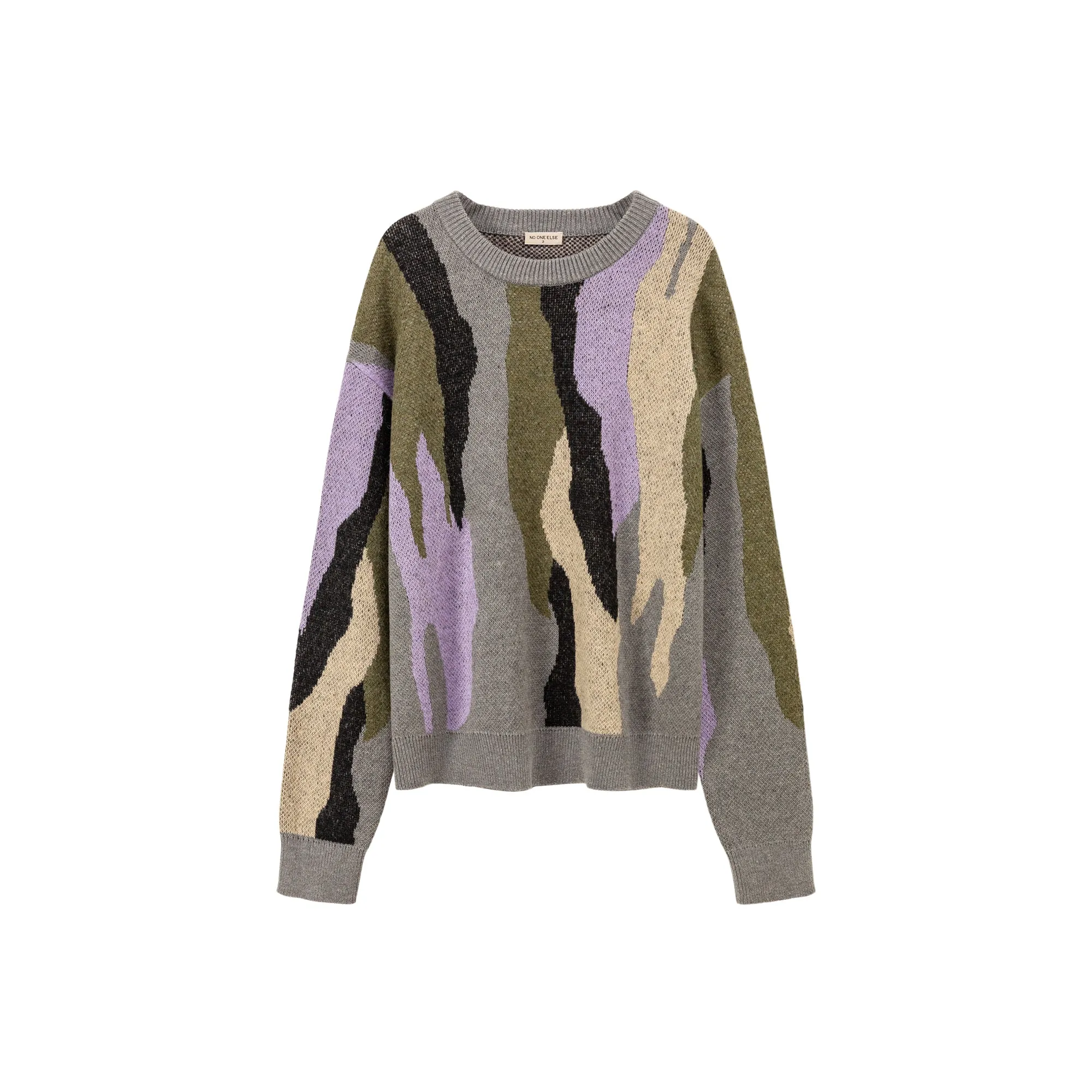 Color Pattern Loose Fit Knit Sweater