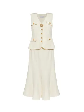 Cream Linen Midi Dress