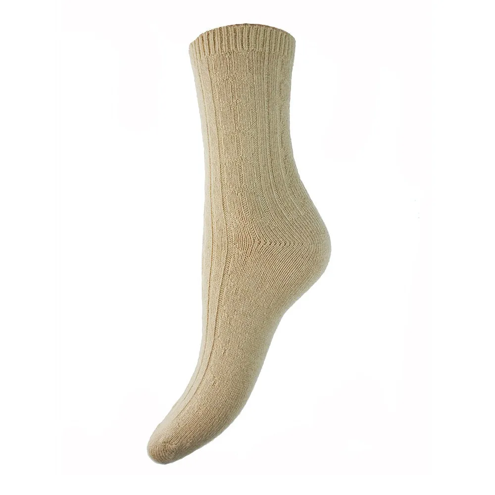 Fawn Ribbed soft wool blend socks