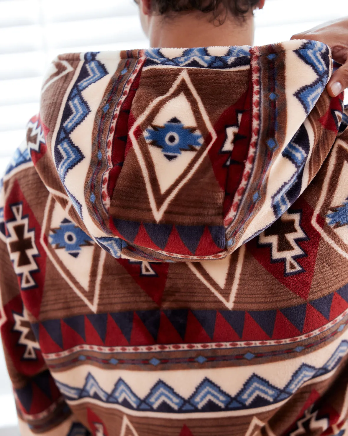 Fleece Aztec Print Dressing Gown