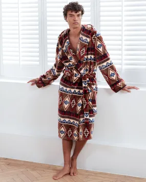 Fleece Aztec Print Dressing Gown