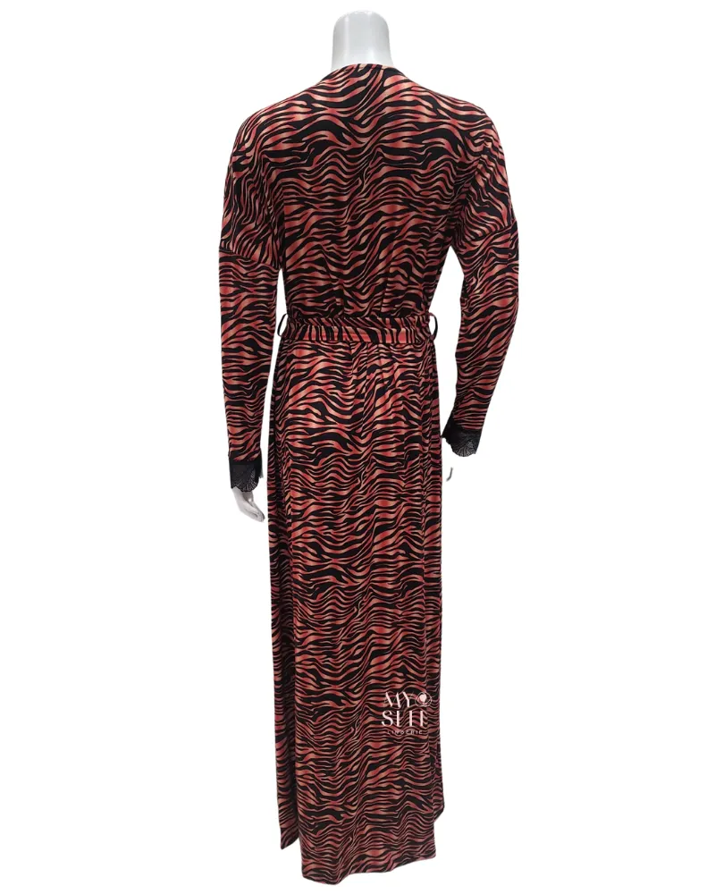 FW23MR22 Burning Leopard Print Black Morning Robe