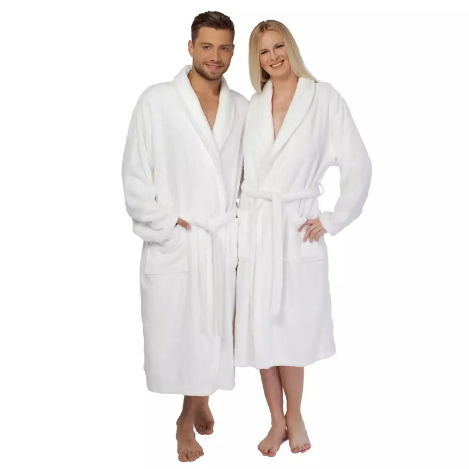 High Quality Turkish Cotton Terry Towelling White Bath Robes