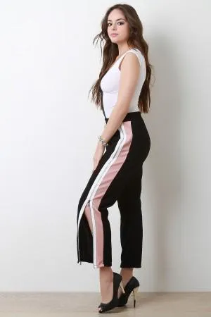 High Rise Zippered Side Stripe Relaxed Pants