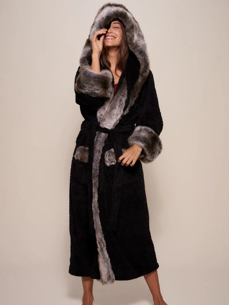 Hooded Grey Wolf Faux Fur House Robe