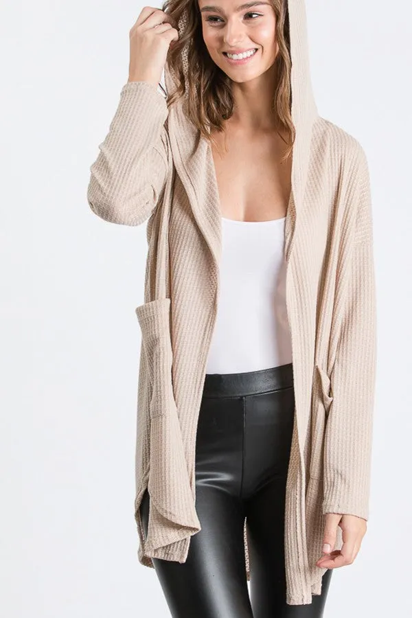 Hooded Waffle Cardigan