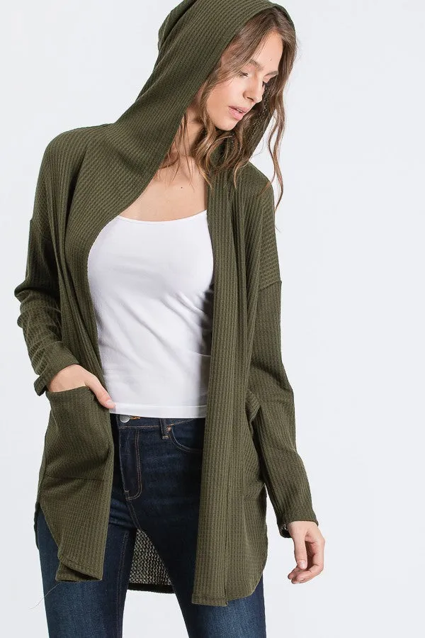 Hooded Waffle Cardigan