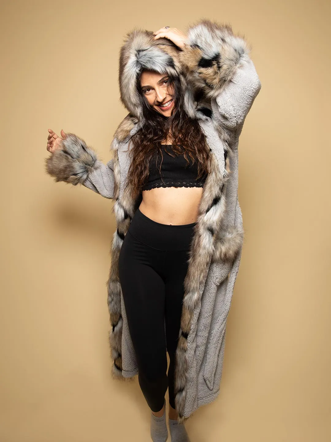 Hooded Wolverine Faux Fur House Robe