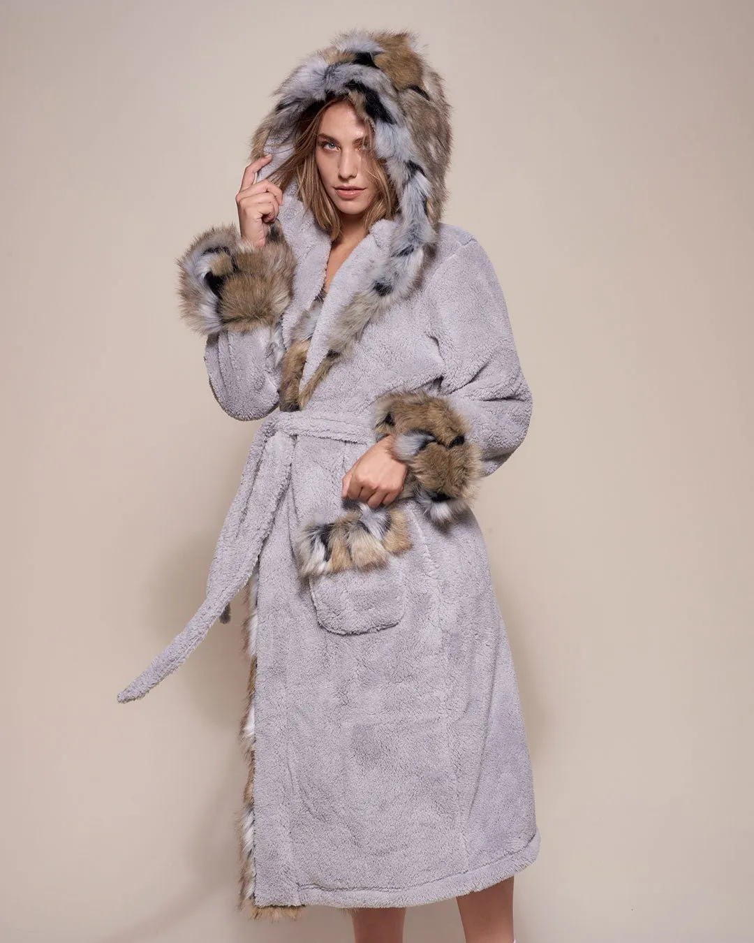 Hooded Wolverine Faux Fur House Robe