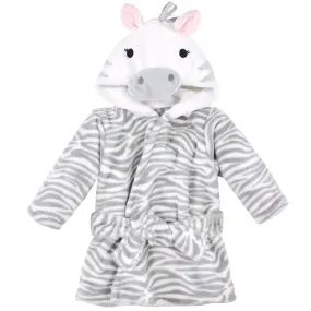 Hudson Baby Plush Animal Face Bathrobe, Gray Zebra