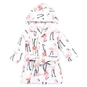 Hudson Baby Plush Animal Face Bathrobe, Pink Flamingo