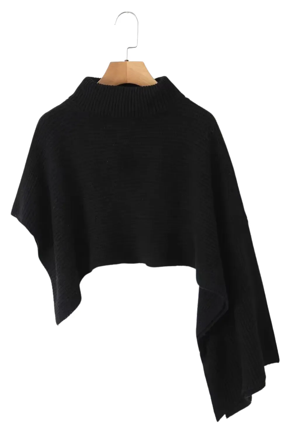 'Ingrid' Asymmetrical Loose Mock-Neck Short Sweater (3 Colors)