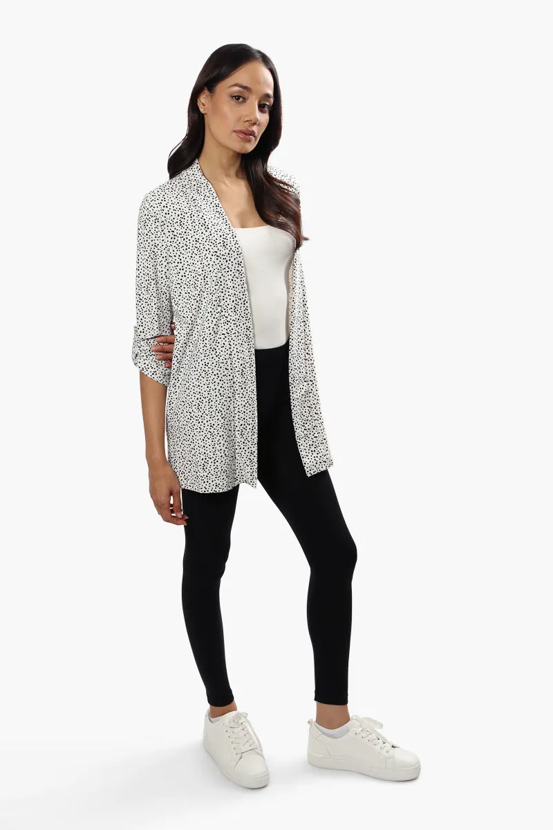 International INC Company Patterned Roll Up Sleeve Cardigan - White