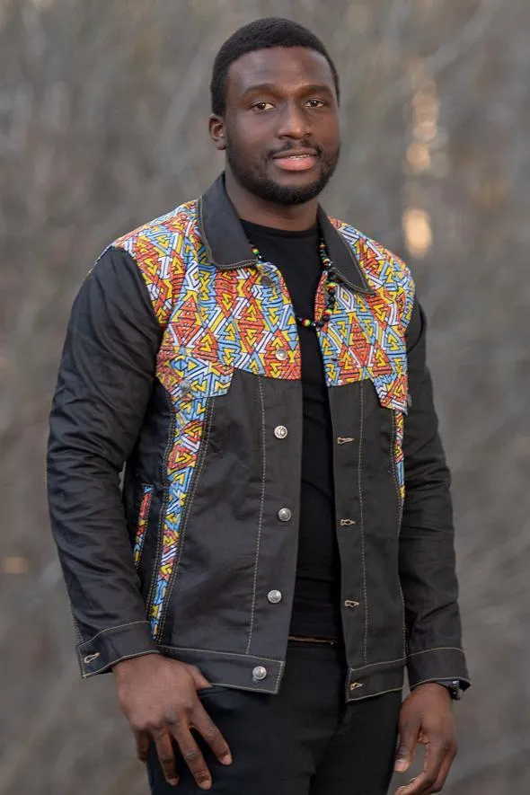 Kobe African Print Mens Denim Jacket