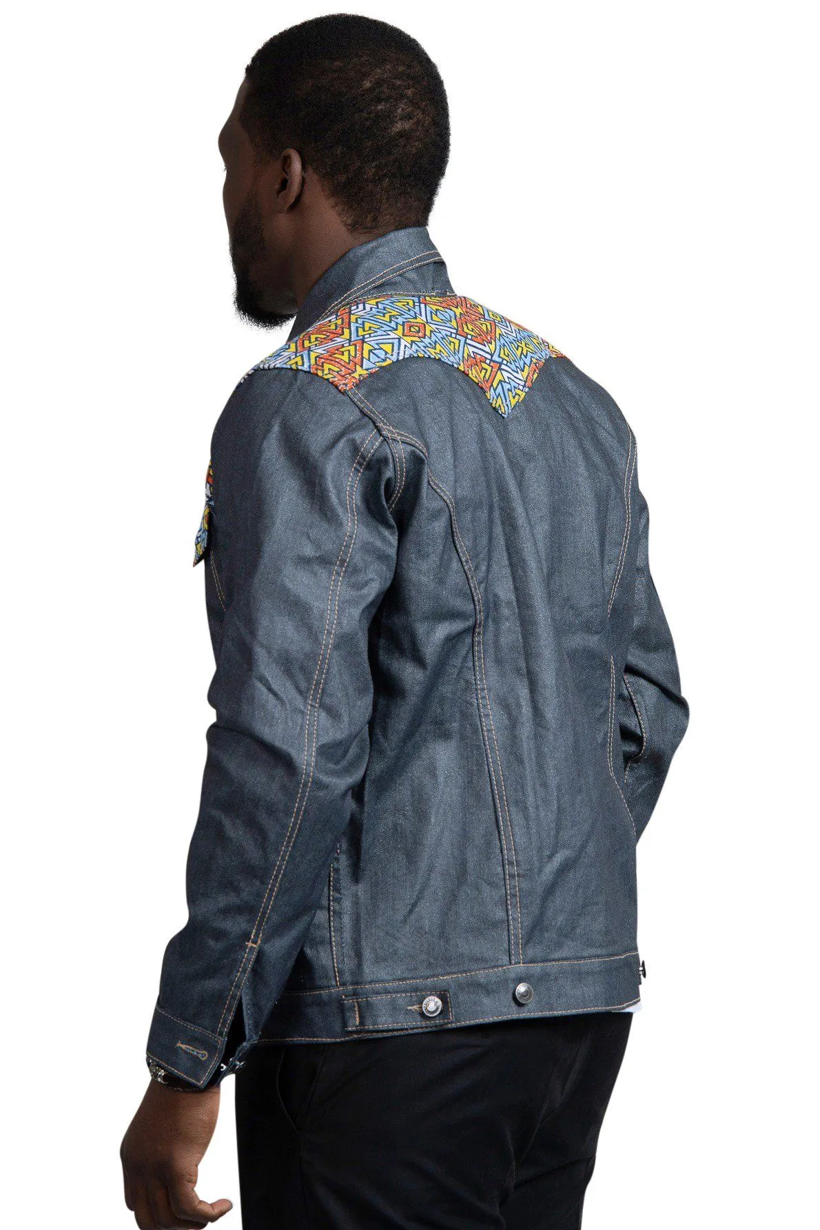 Kobe African Print Mens Denim Jacket