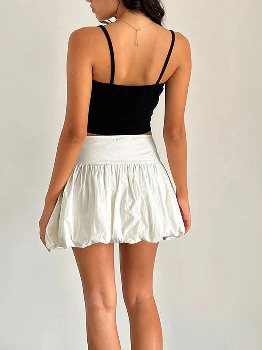 Lace Ruffle Mini Elastic Waist Layered Flared Pleated A-line Swing Beach Short Y2K Skirt