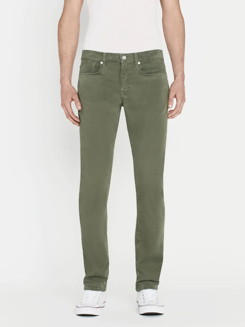 L'Homme Slim Brushed Twill -- Washed Military