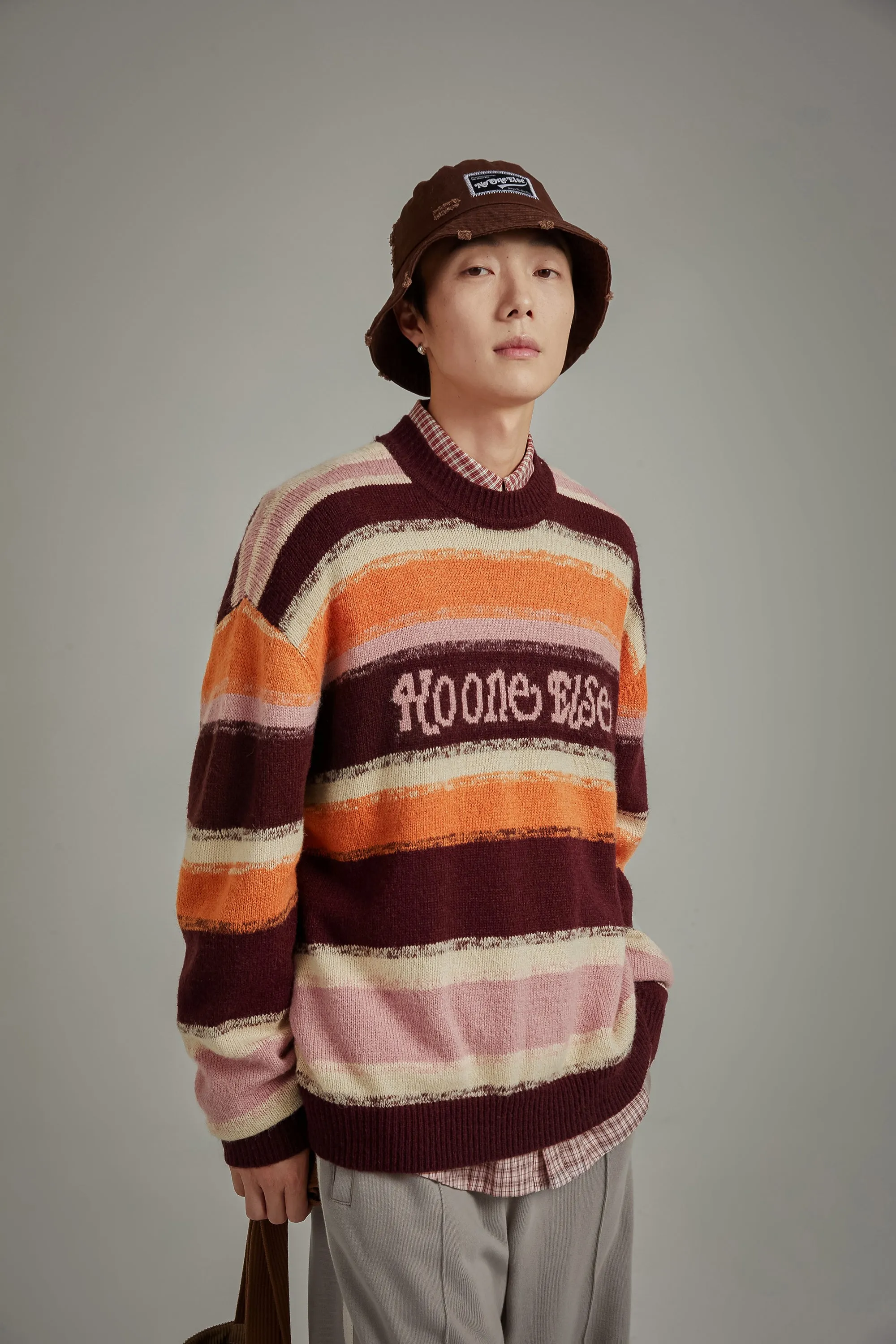 Logo Striped Loose Knit Sweater