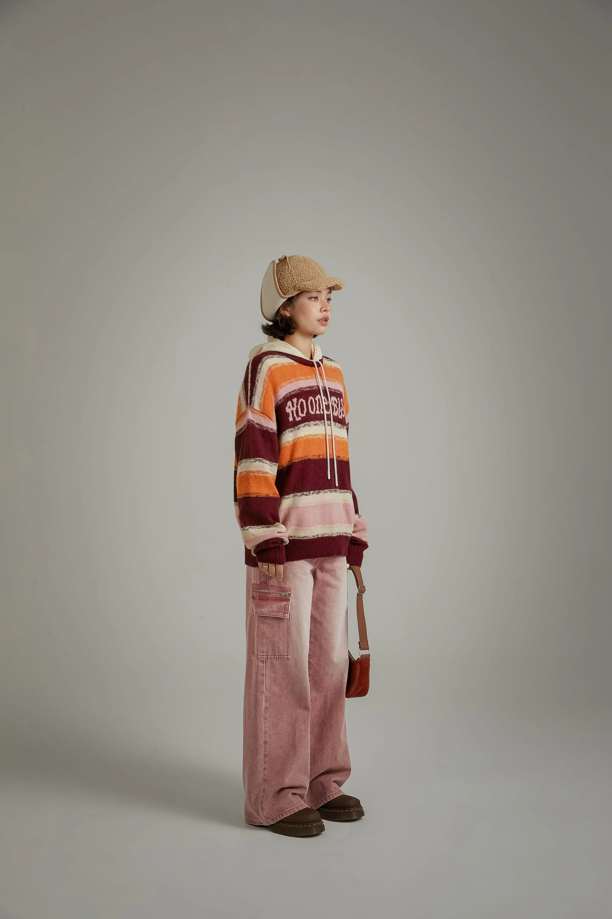 Logo Striped Loose Knit Sweater