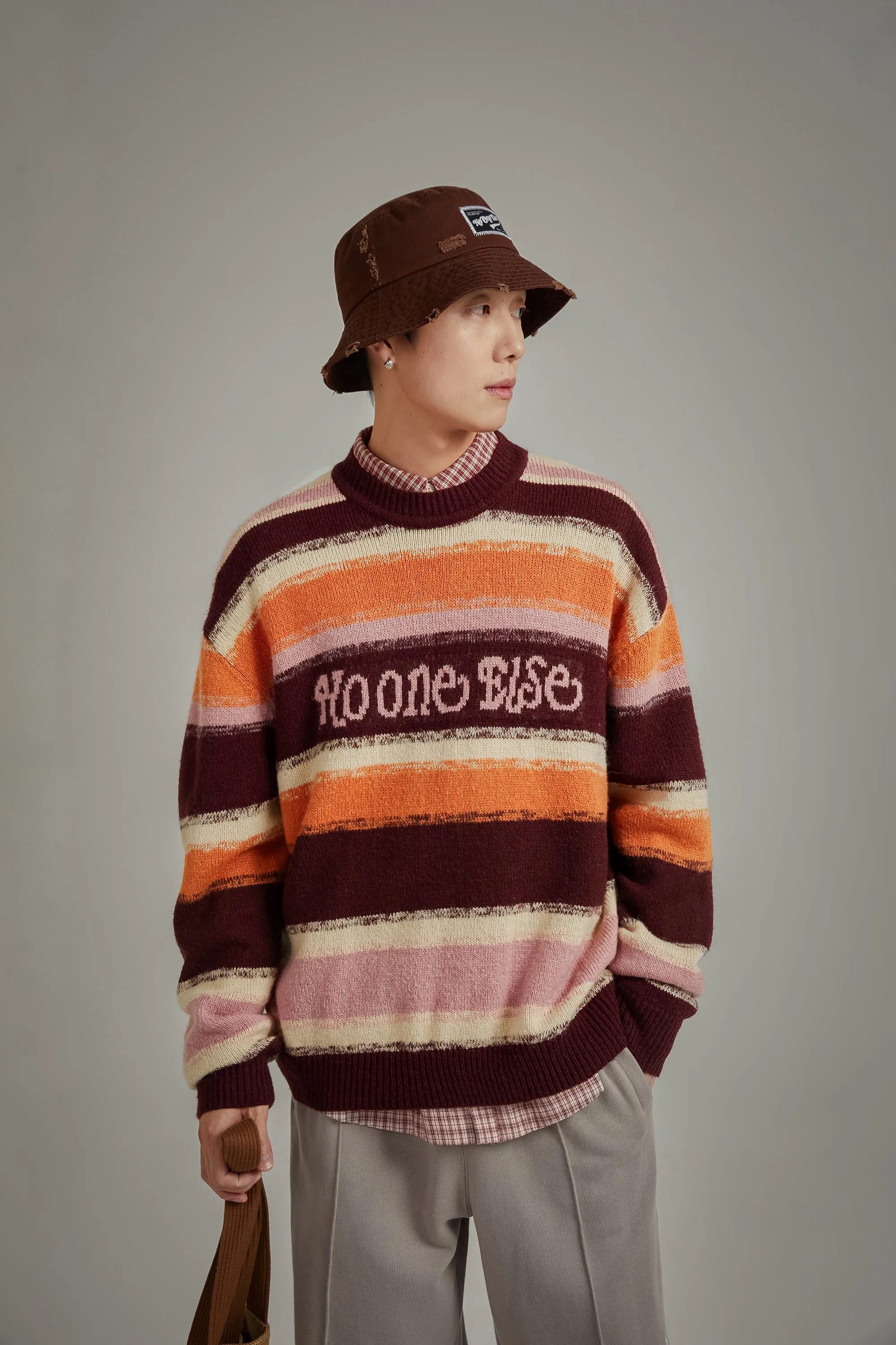 Logo Striped Loose Knit Sweater