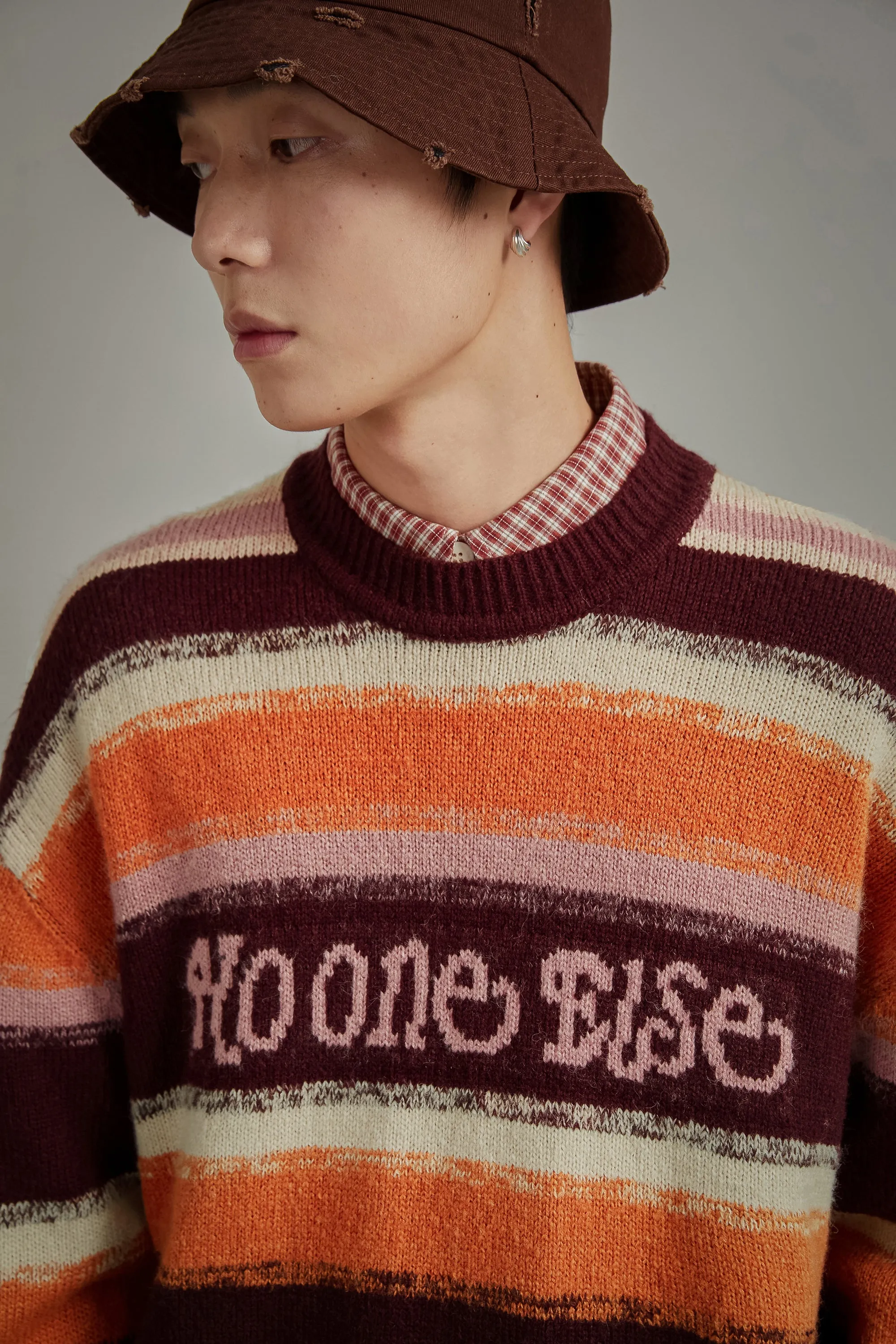 Logo Striped Loose Knit Sweater