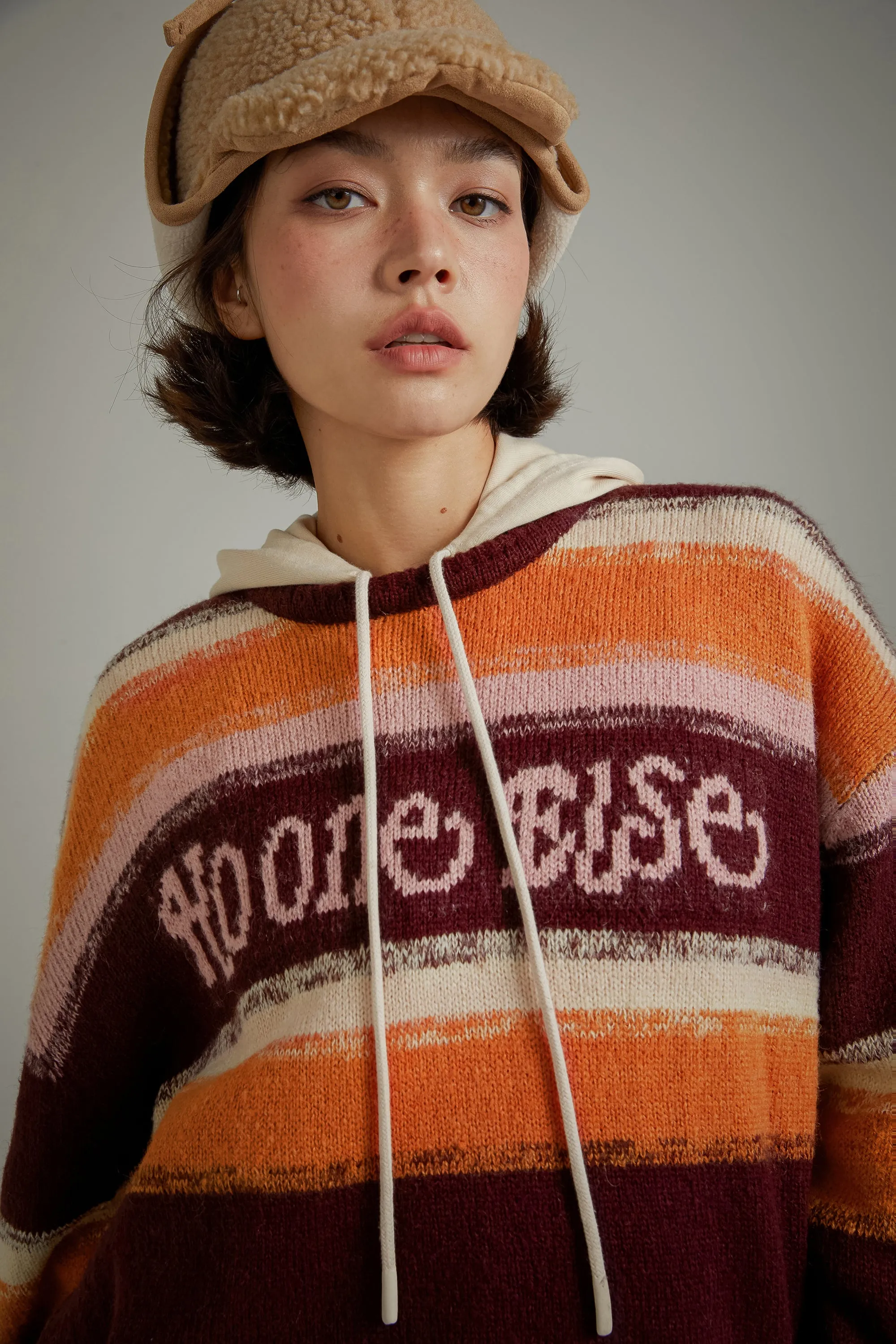 Logo Striped Loose Knit Sweater