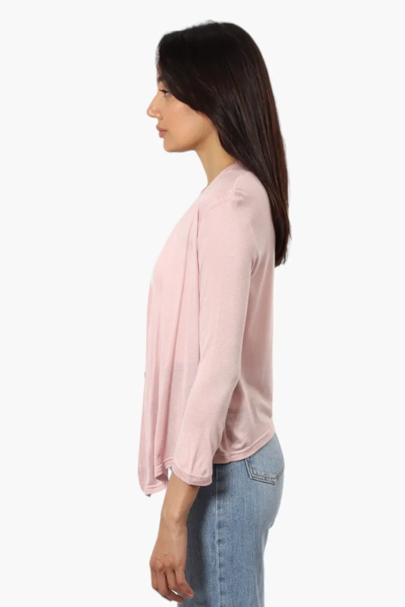 Magazine Long Sleeve Wrap Cardigan - Pink