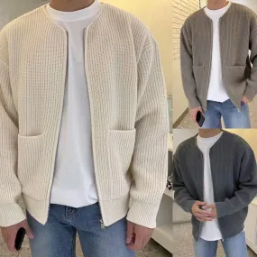 Men Zip Up Knitted Cardigan