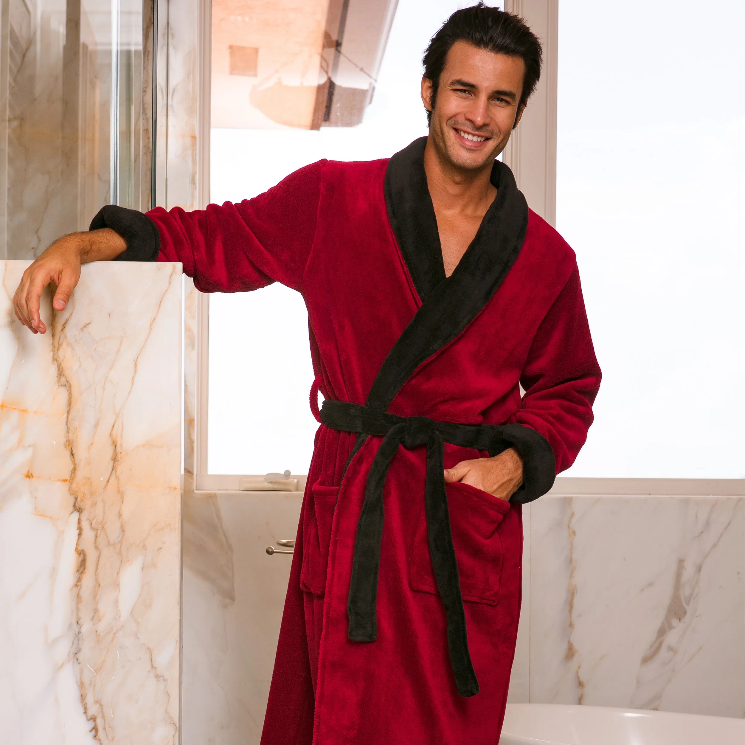 Men's Classic Winter Robe, Plush Fleece Bathrobe