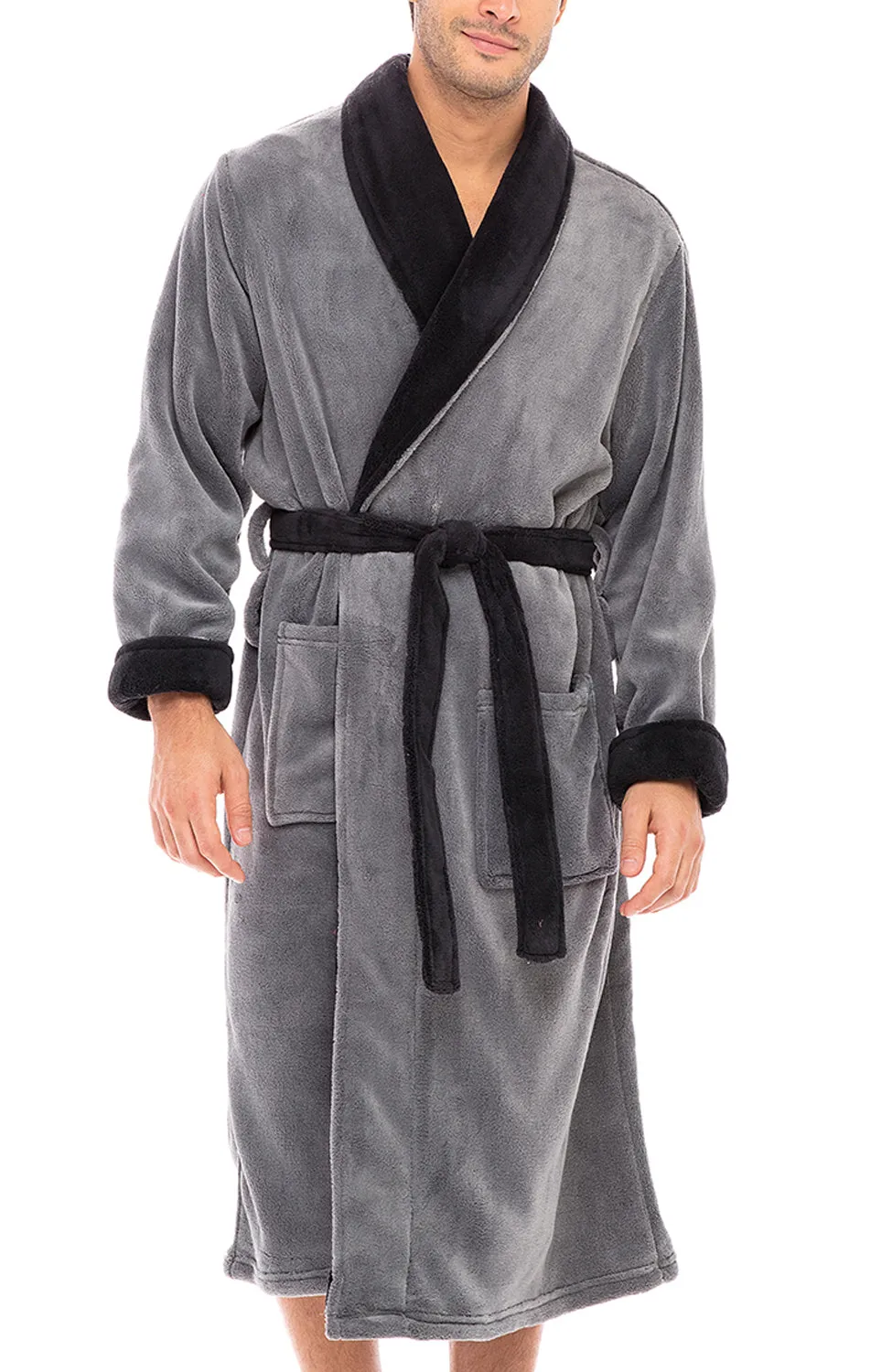 Men's Classic Winter Robe, Plush Fleece Bathrobe