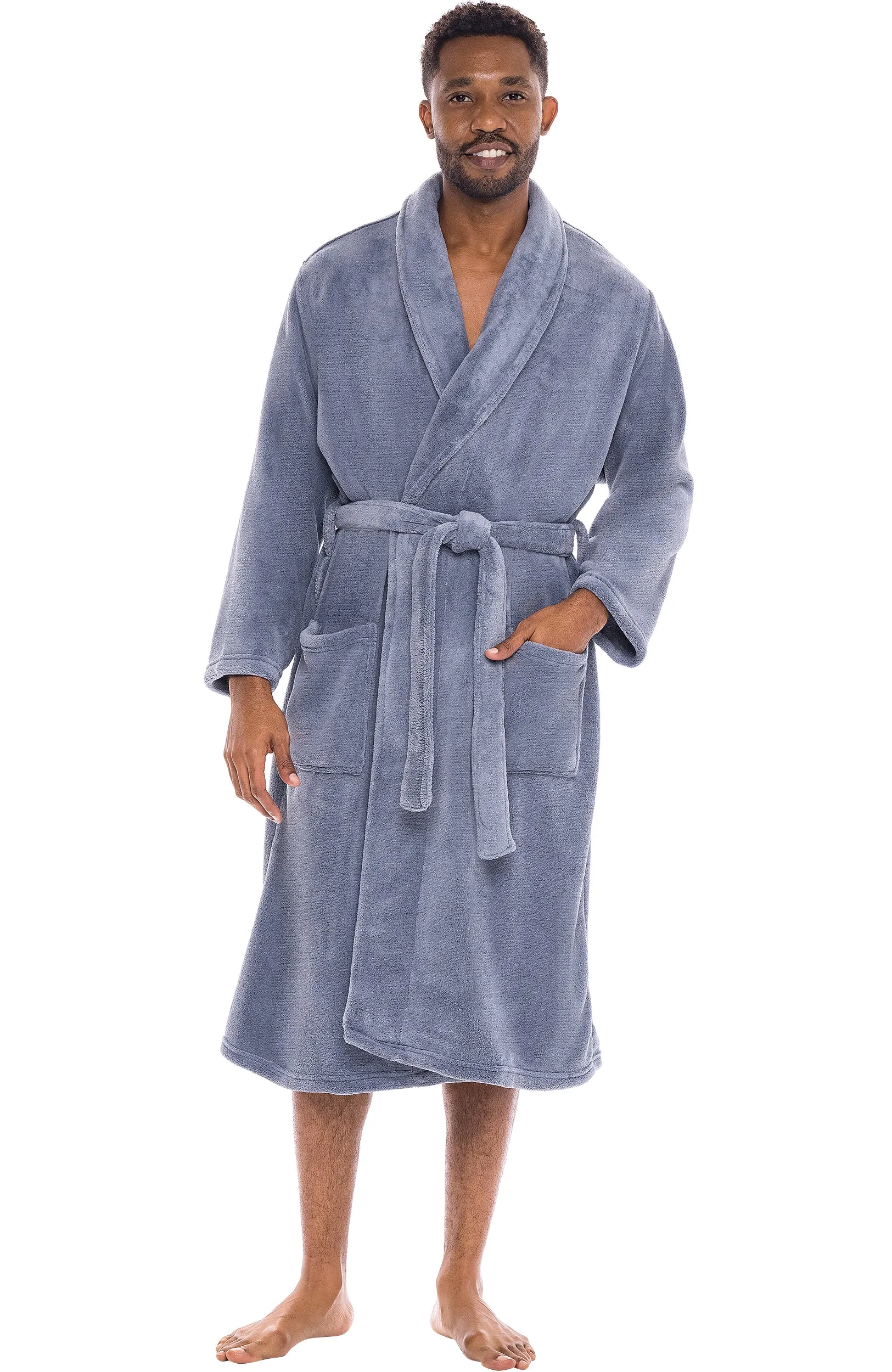 Men's Classic Winter Robe, Plush Fleece Bathrobe