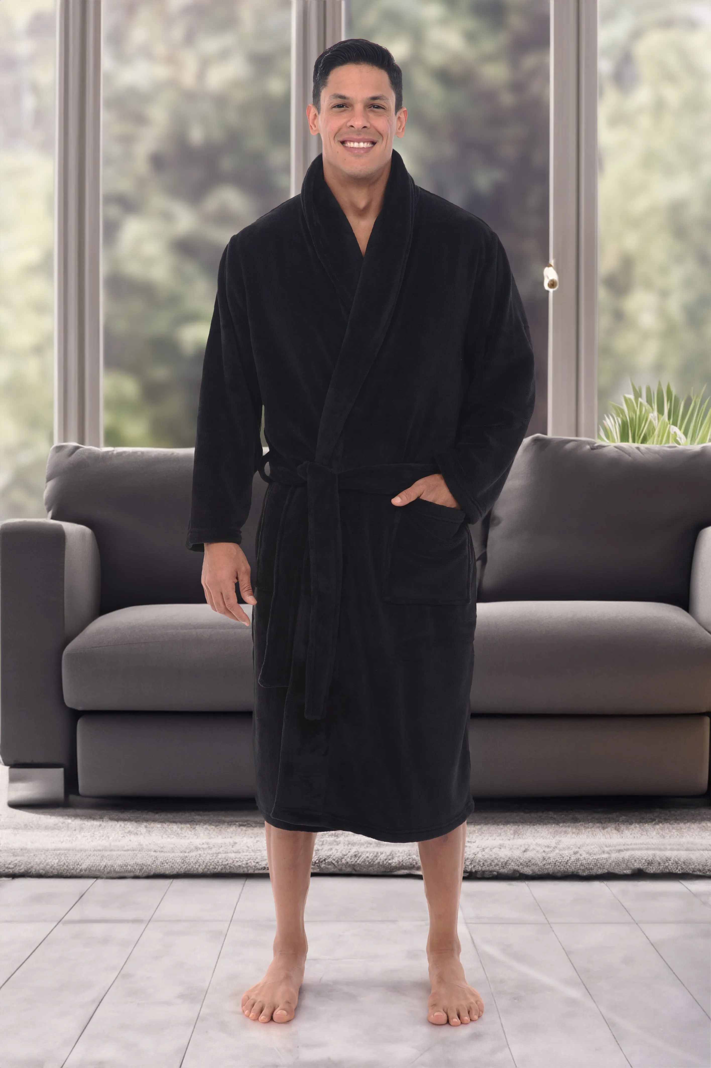 Men's Classic Winter Robe, Plush Fleece Bathrobe