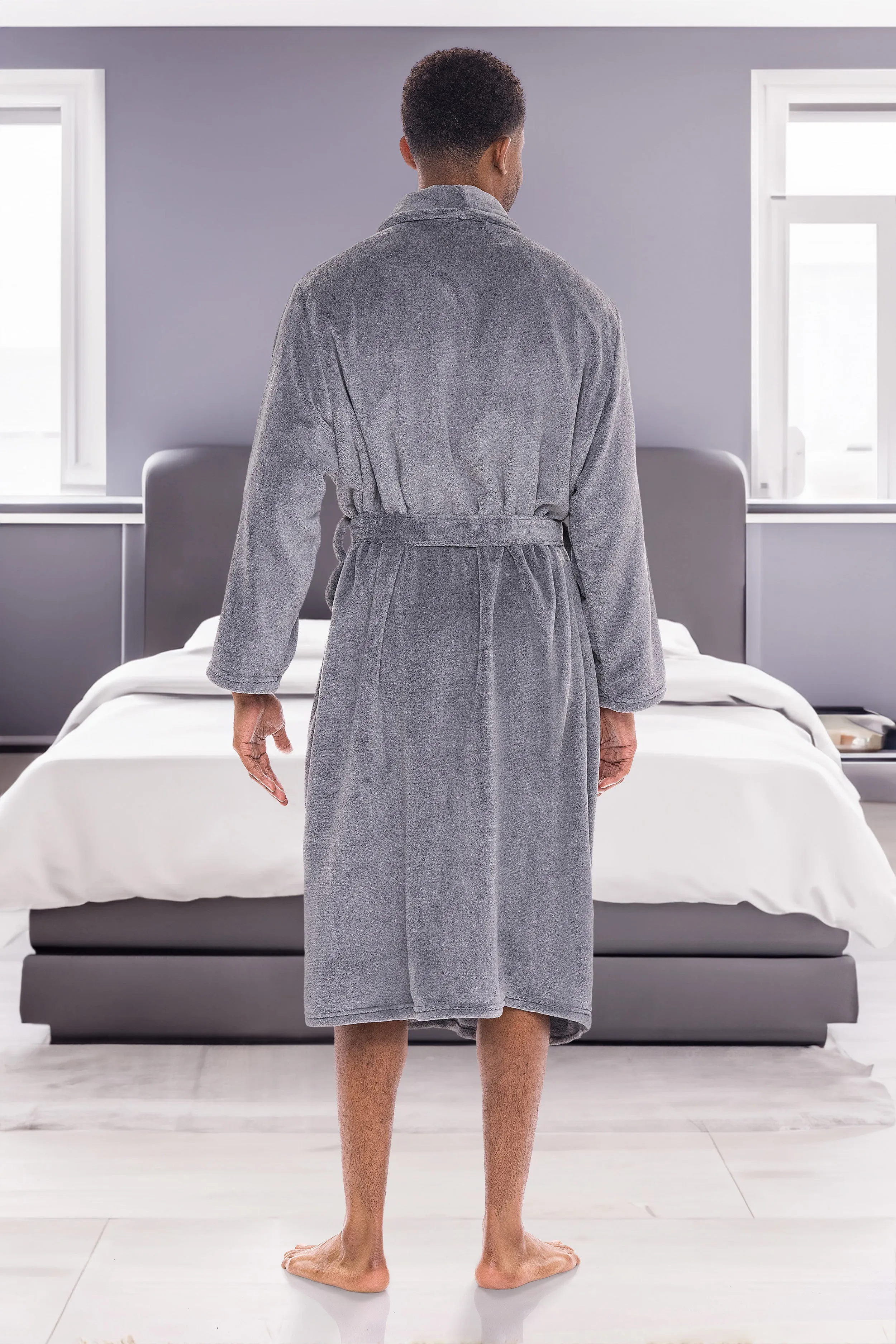 Men's Classic Winter Robe, Plush Fleece Bathrobe