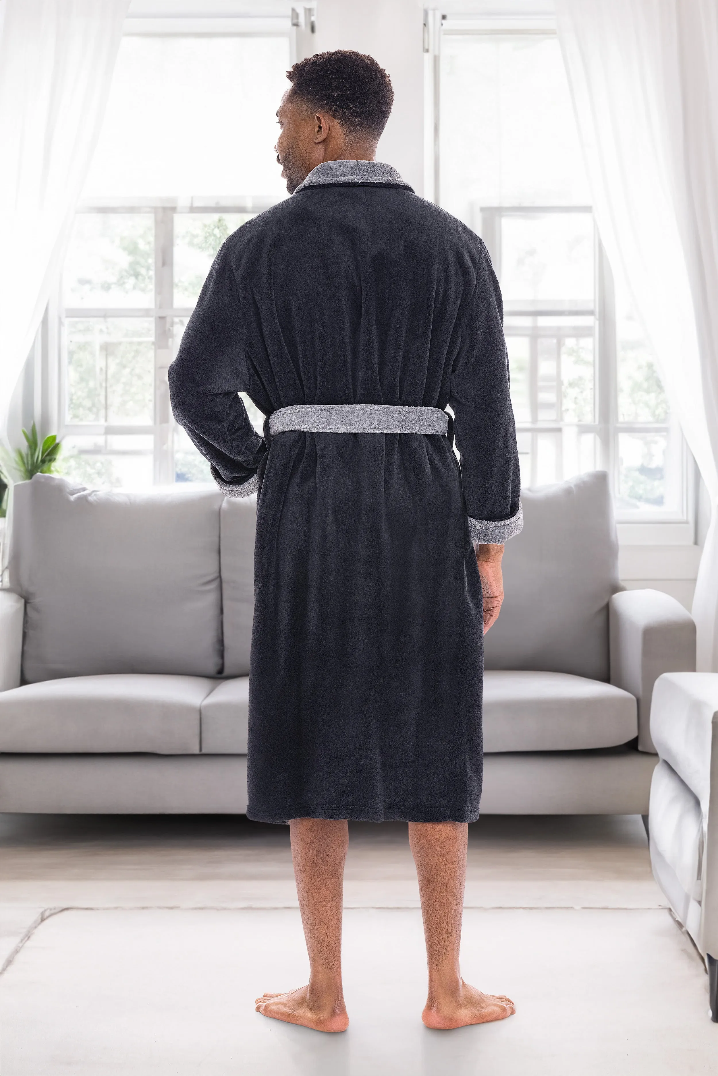 Men's Classic Winter Robe, Plush Fleece Bathrobe