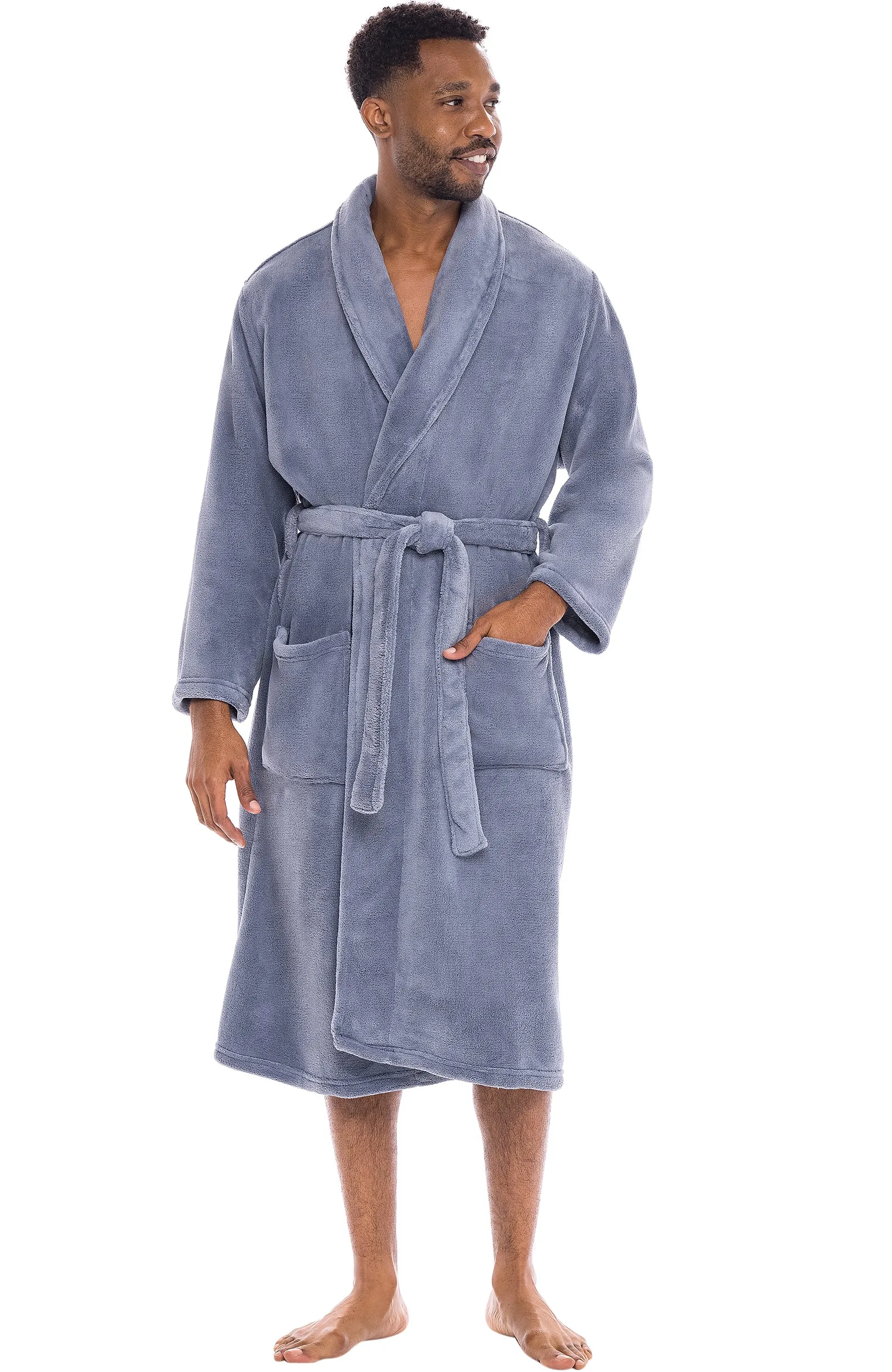 Men's Classic Winter Robe, Plush Fleece Bathrobe