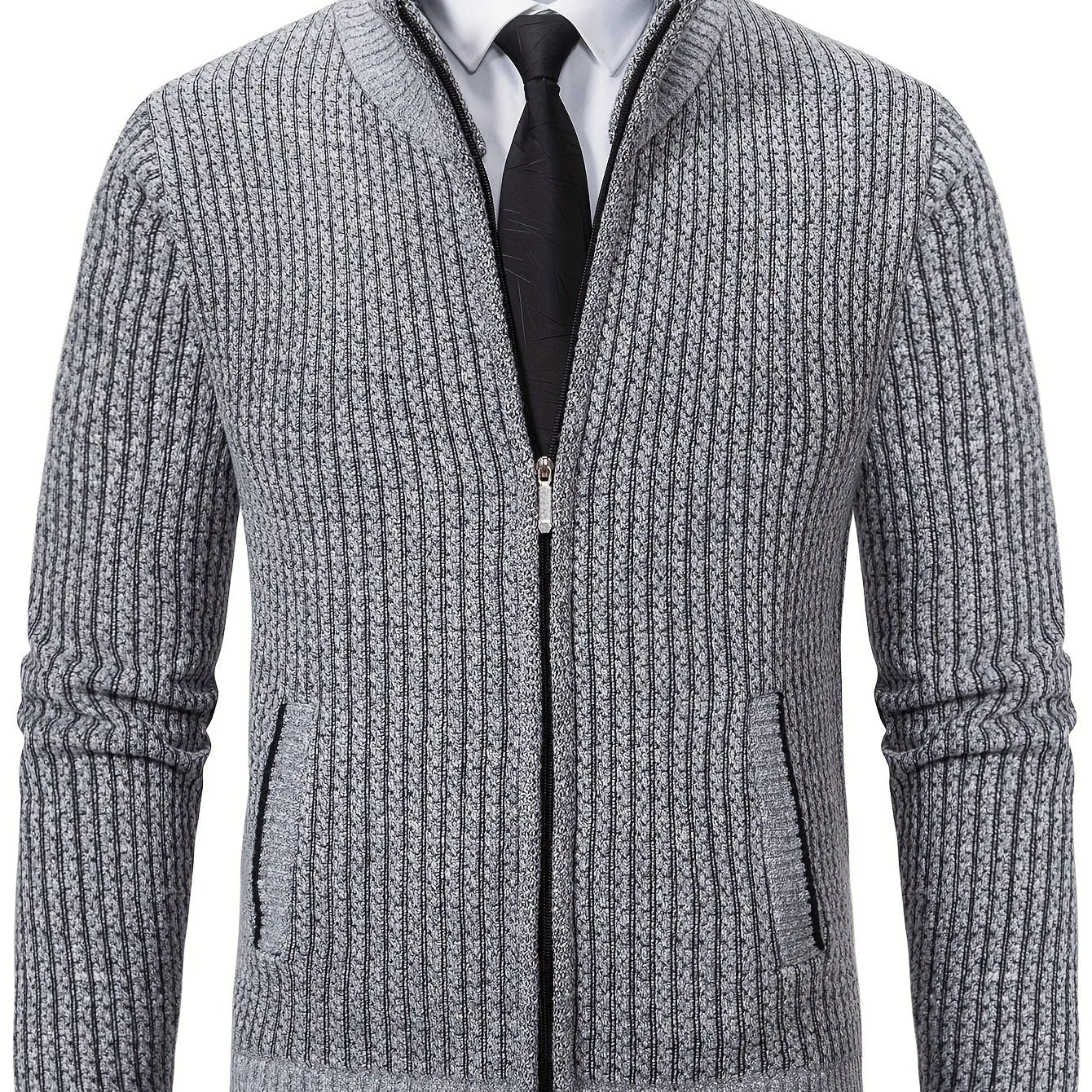 Men's Herringbone Pattern Knitted Cardigan Jacket