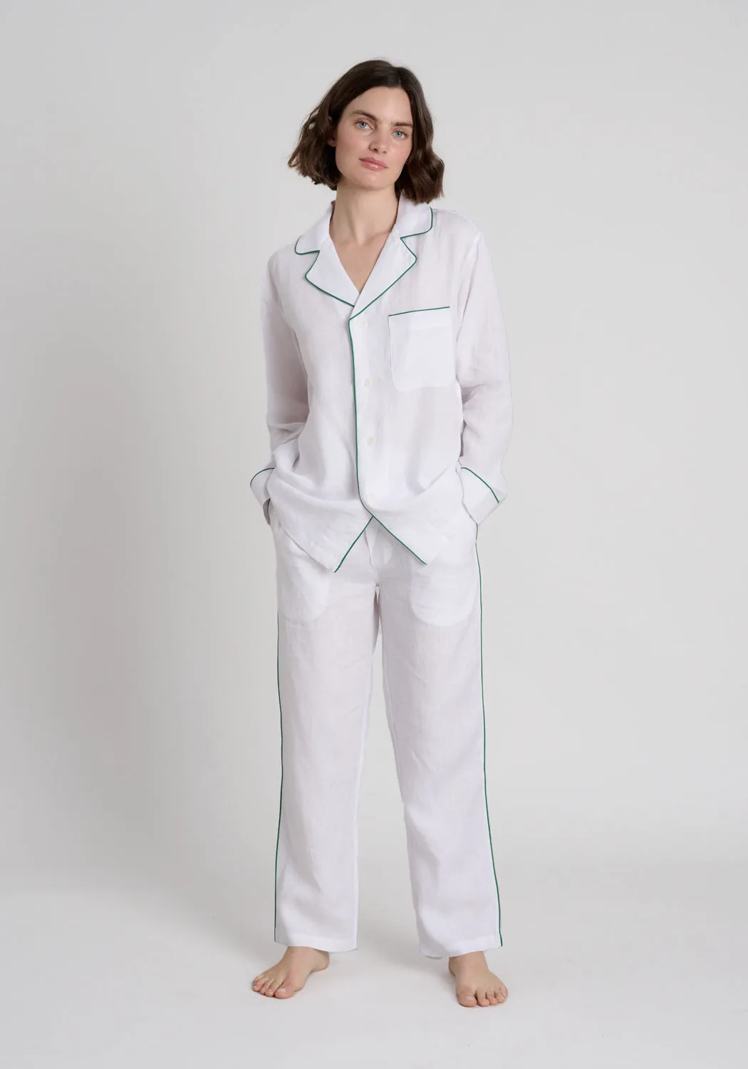 Milton Pajama Pant in White Linen