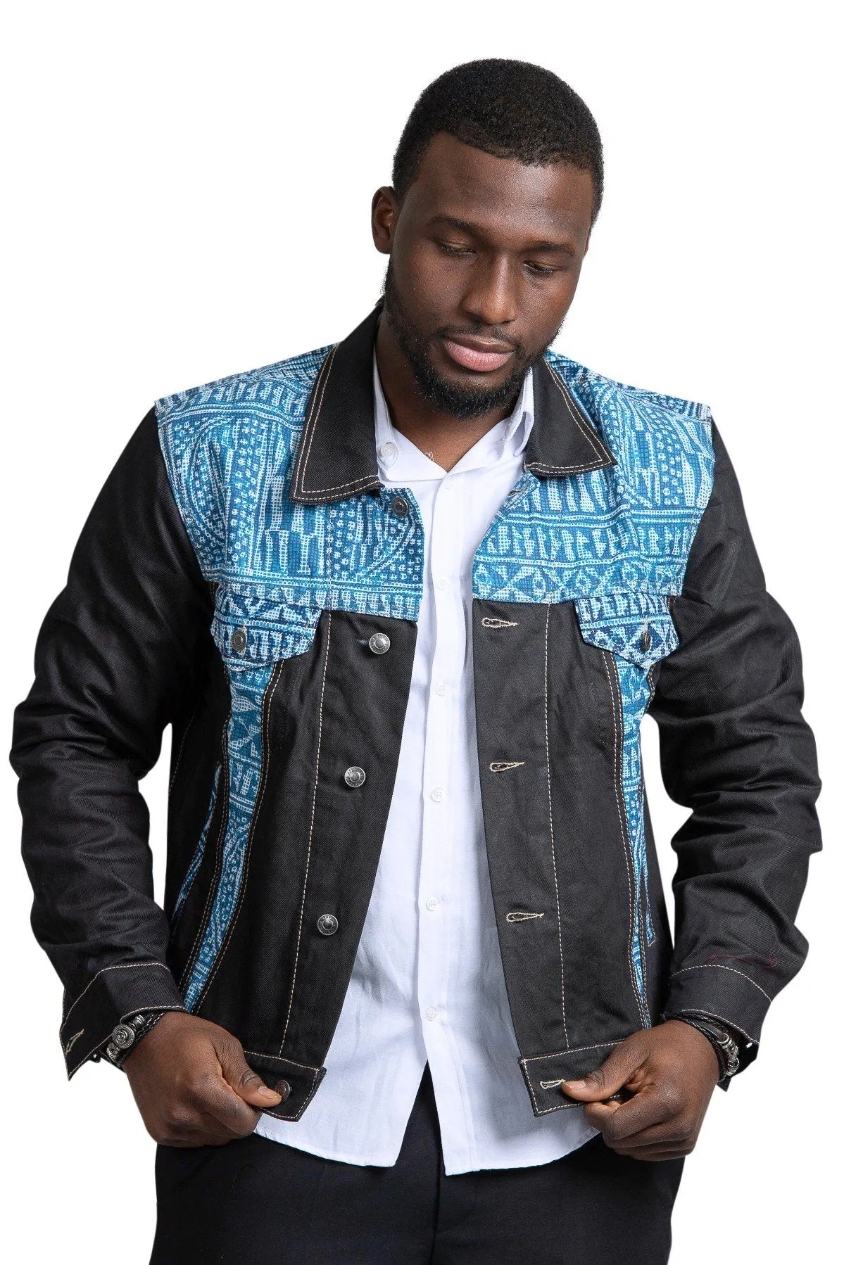 Ndop Men African Print Denim Jackets