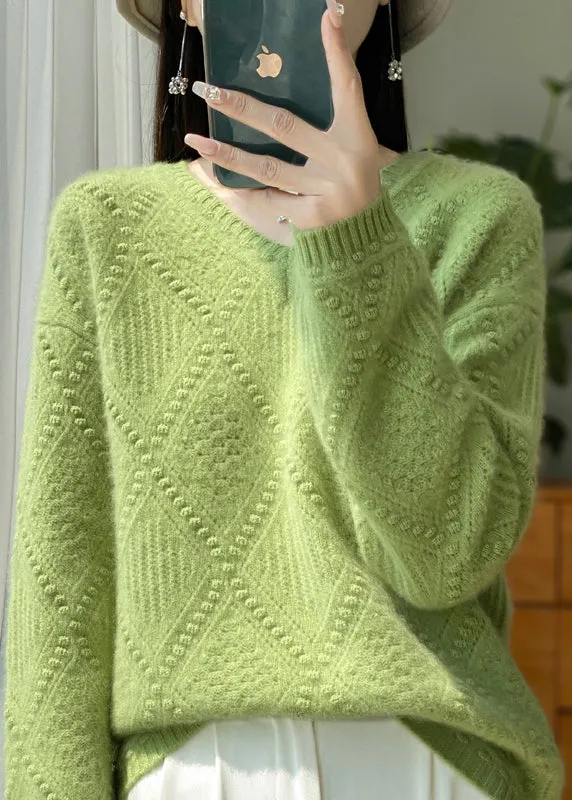 New Blackish Green V Neck Thick Woolen Sweaters Winter RS018