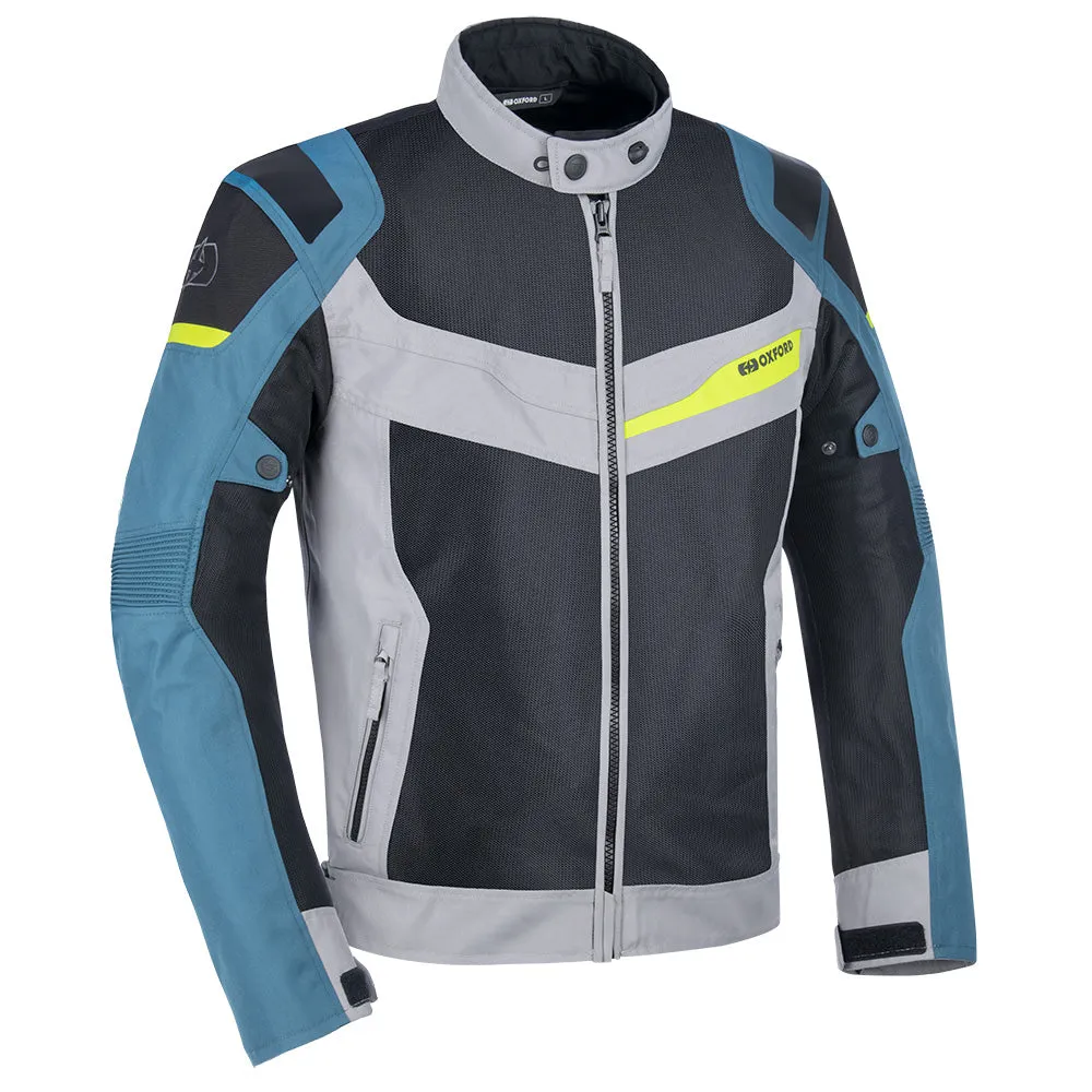 Oxford Dakar Air Men Motorcycle Gear Jacket silver Blue Fluo